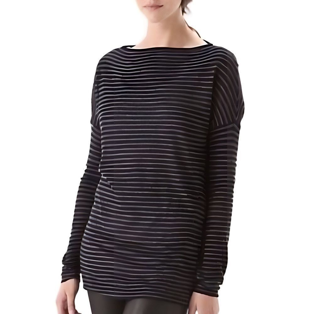 Vince Charcoal and Gray Striped Lightweight Wool Sweater